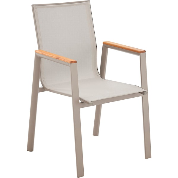 Global Industrial Outdoor Sling Armchair with Teakwood Armrests, Tan 437000TN - main